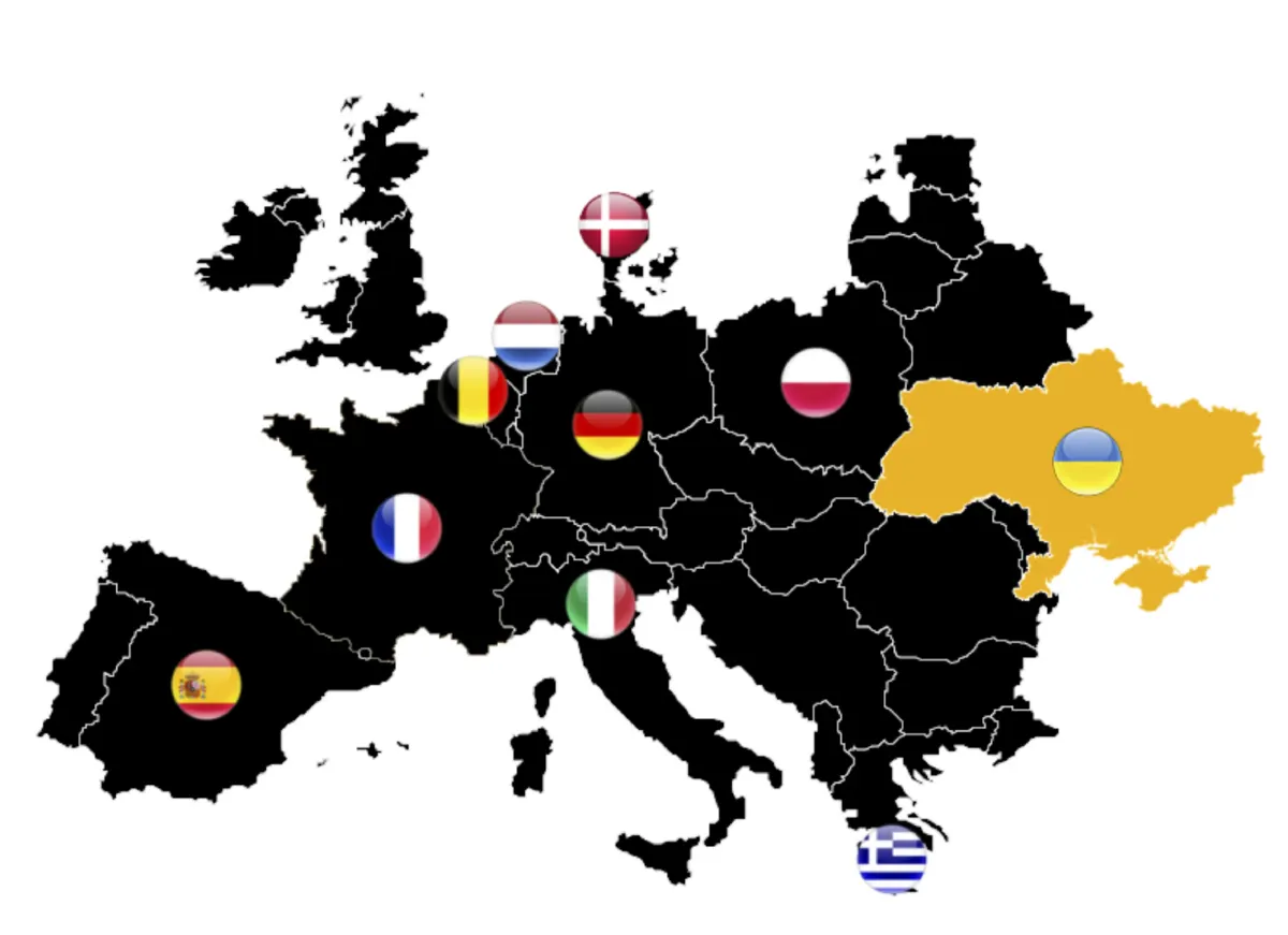 Карта Європи з країнами-постачальниками